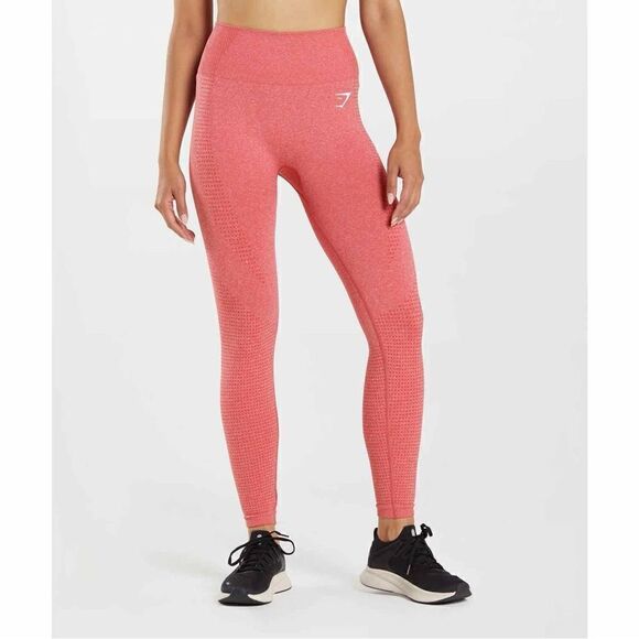 GymShark Vital 2.0 Seamless Leggings Chili Red Marled Medium - Picture 2 of 13